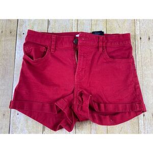 H&M Red Women's Rolled Hem Denim Shorts